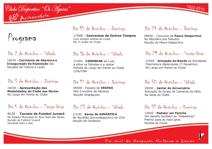 Verso Programa 88º Aniversário